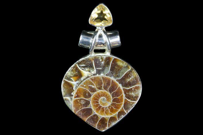 Ammonite Fossil Pendant - Sterling Silver #82234